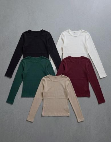 Camisetas Basicas Manga Larga Cuello Redondo Remera Modal Soft