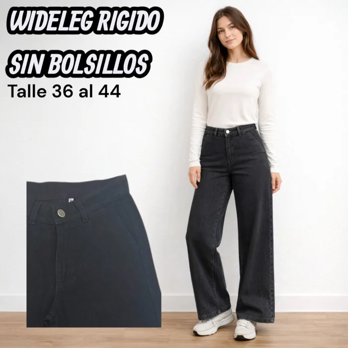 Wideleg sin Bolsillos Rigido Negro