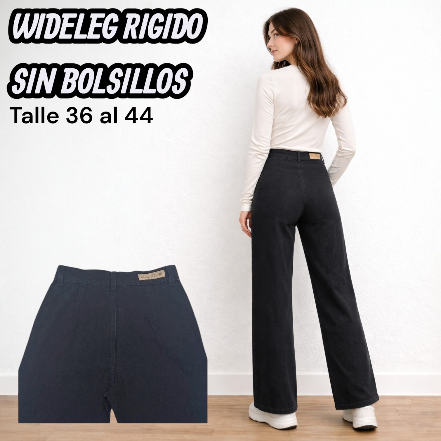 Wideleg sin Bolsillos Rigido Negro - Imagen 2