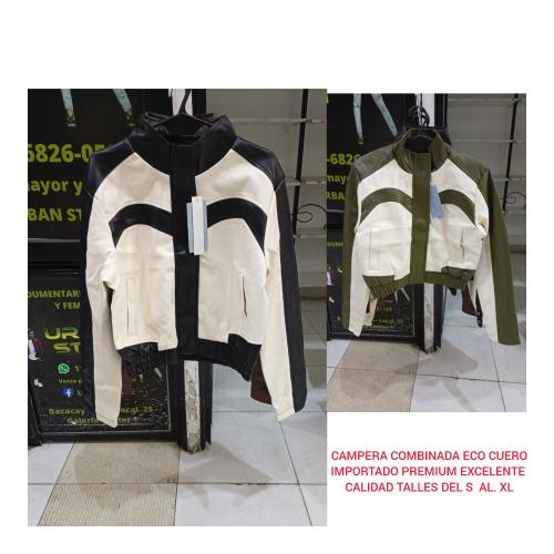 Campera de Eco Cuero Bicolor Importada Premium Excelente Calidad Talles del S al Xl
