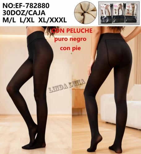 Calza Efecto Piel con Pie y Peluche Dentro Marca Linda Luna