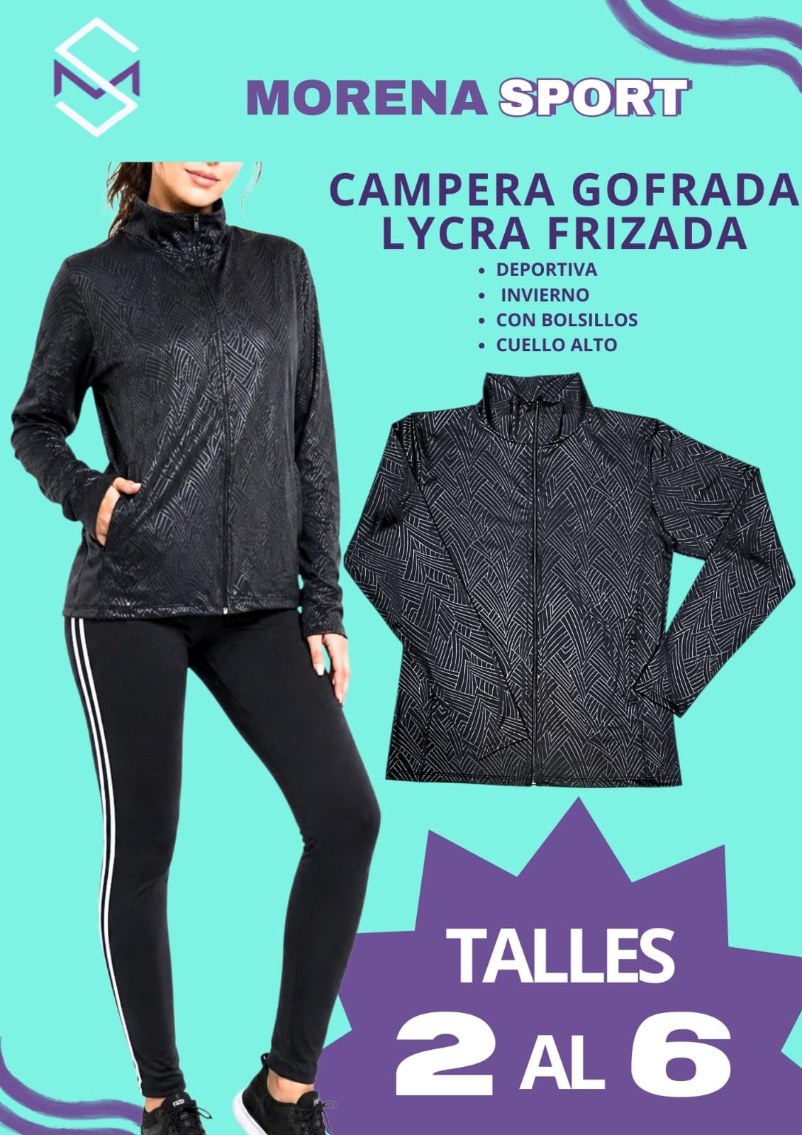 Camperas Deportivas Lycra Frizada Gofrada - Imagen 2