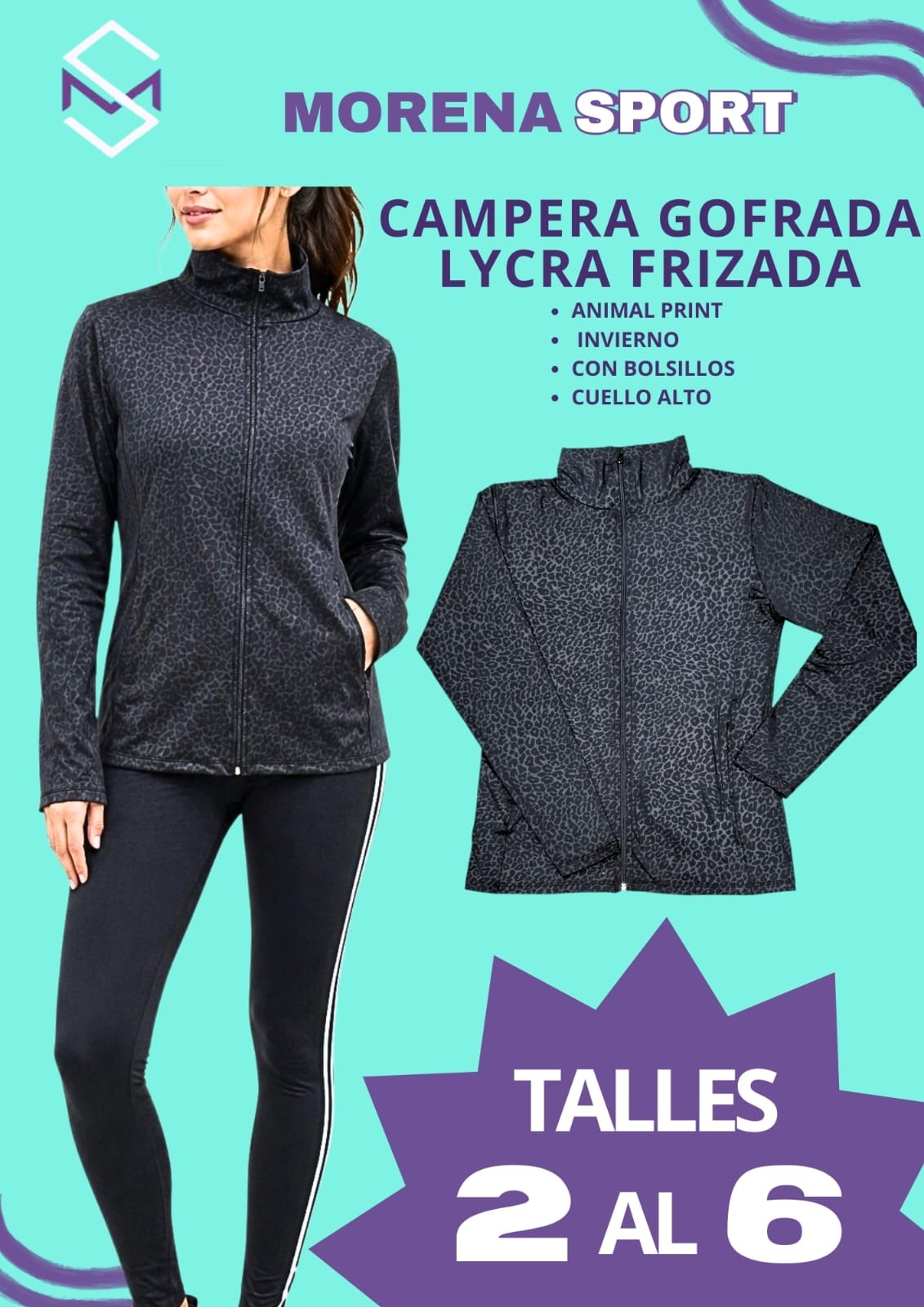 Camperas Deportivas Lycra Frizada Gofrada - Imagen 2