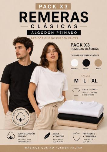 Pack X3 Algodon Peinado