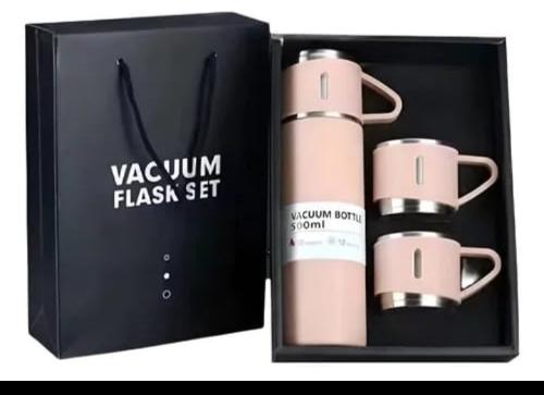 Set de Termo y 3 Vasos Acero Inoxidable