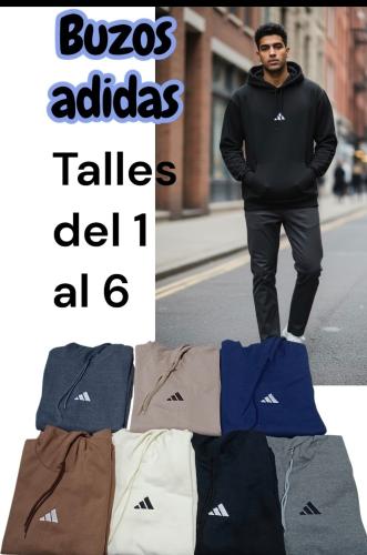 Buzo Frizado Adidas Bordado en el Medio