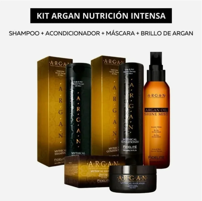 Kit Argán Chico, Sh + Acond+ Másc+ Brillo Final  Perfumado