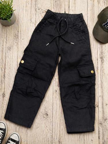 Baggy Cargo Jeans Negro Elastizada