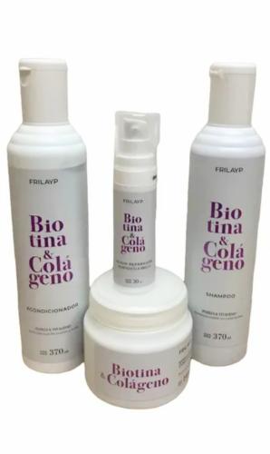 Kit Biotina con Colágeno Sh + Acond+ Másc + Sérum para Puntas Frilayp
