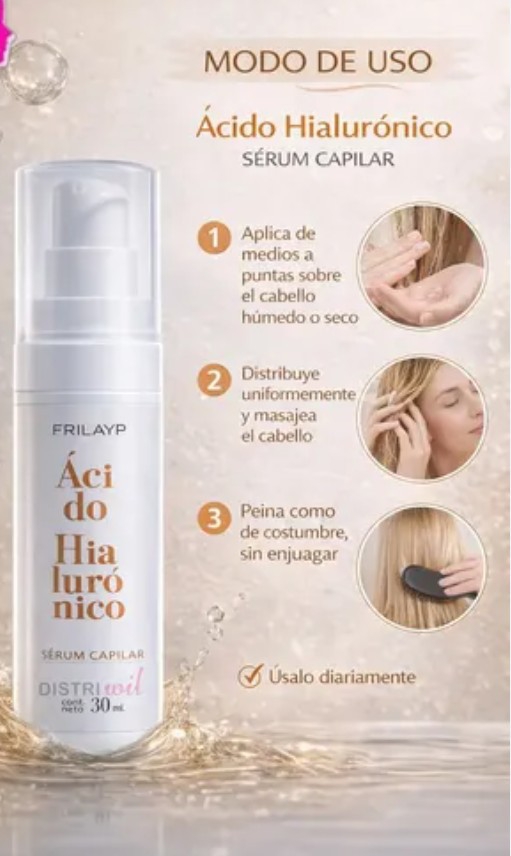 Frilayp Sérum Reparador Ácido Hialurónico Ó Biotina Colágeno - Imagen 3