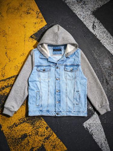 Camperas de Jeans con Mangas de  Frisa de Hombre