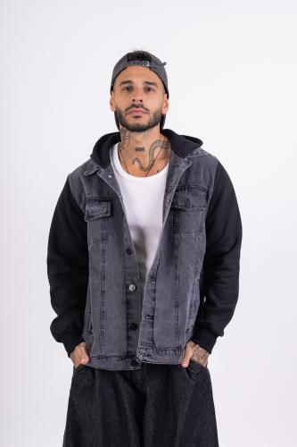 Camperas de Jeans con Mangas de Frisa de Hombre