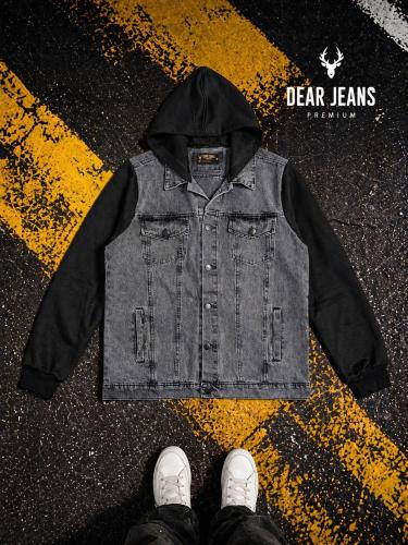 Camperas de Jeans con Mangas de Frisa de Hombre
