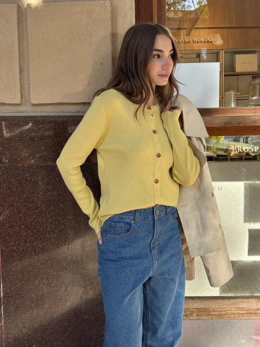 Cardigan Cuello Redondo Tejido