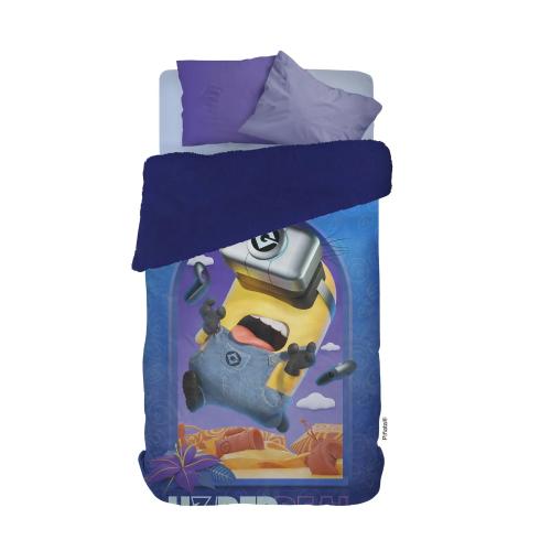 Frazada Manta Corderito Minions 1 1/2 Plaza Infantil Abrigada Licencia Oficial