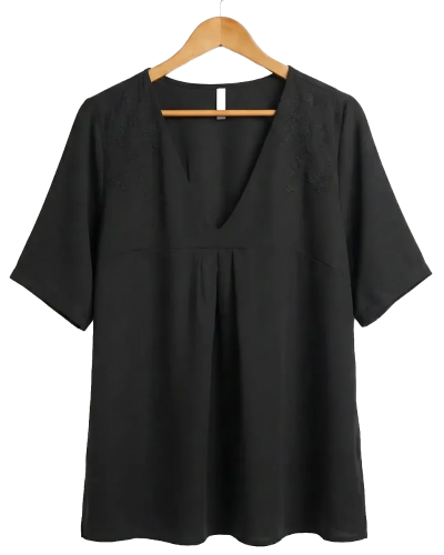 Blusa Voile con Puntillas en Manga - Talle Especial