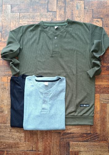 Remeras Wafle C.boton M.larga