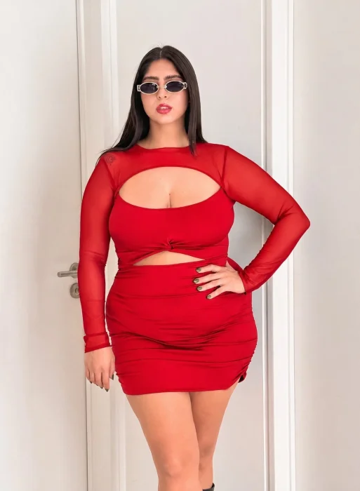 Vestido Nudo Cande  con Mangas Tul