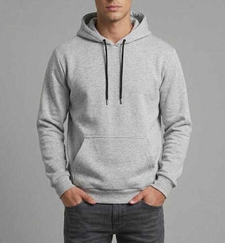 Buzo Canguro Liso Gris Melange