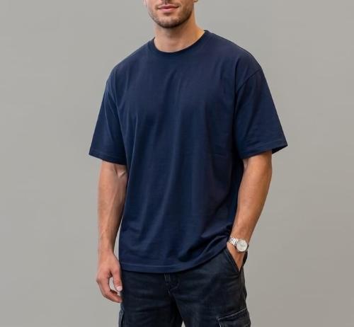 Remera Oversize Liso Azul Marino