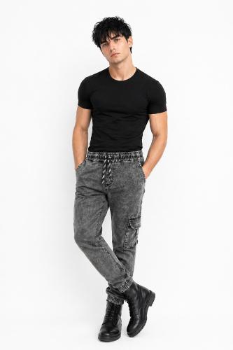 Jean Jogger Cargo Hombre Pantalon Denim Caballero Bolsillos Semi Recto Chupin Puño - Miniatura 3