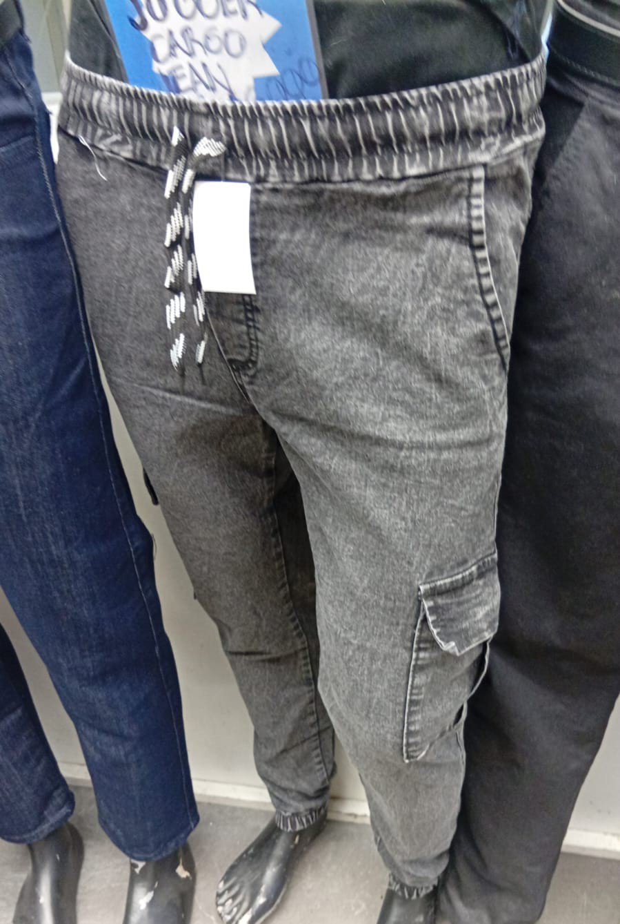 Jean Jogger Cargo Hombre Pantalon Denim Caballero Bolsillos Semi Recto Chupin Puño - Imagen 4