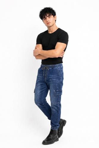 Jean Jogger Cargo Puño Hombre Pantalon Semi Chupin Recto Bolsillo Caballero Mayorista