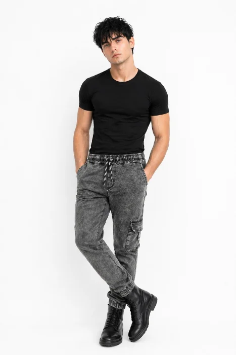 Jogger Jean Cargo Clásico Hombre Pantalón Semi Recto Chupin Caballero Denim Mayorista