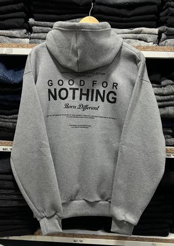 Buzo Oversize Estampado Nothing Gris Medio