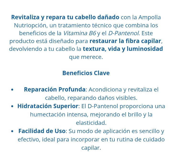 2 Ampollas Opción Queratina + B6 Ó Nutriopción Humectante - Imagen 6
