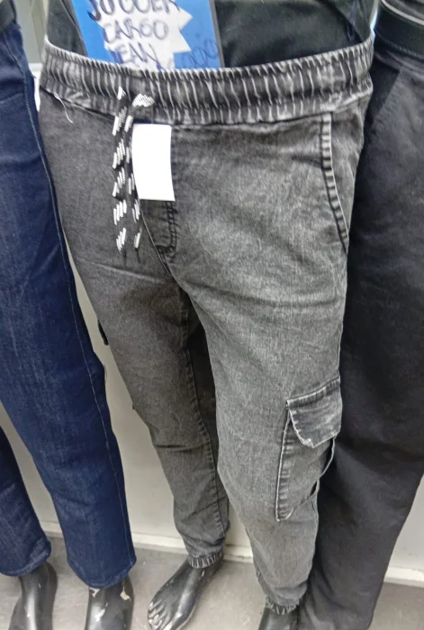 Jean Jogger Cargo Hombre Pantalon Semichupin Recto Denim Caballero Bolsillo Mayorista