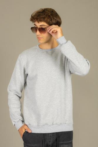 Buzo Liso Cuello Redondo Gris Melange