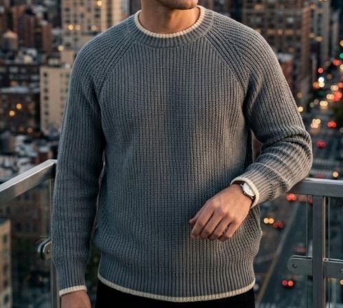 Sweater Gris,cuello Crema