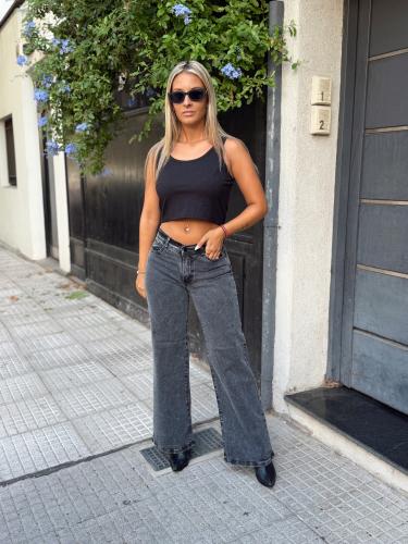 Wide Leg Elastizado Gris