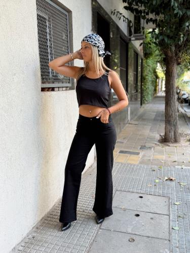 Wide Leg Elastizado Negro