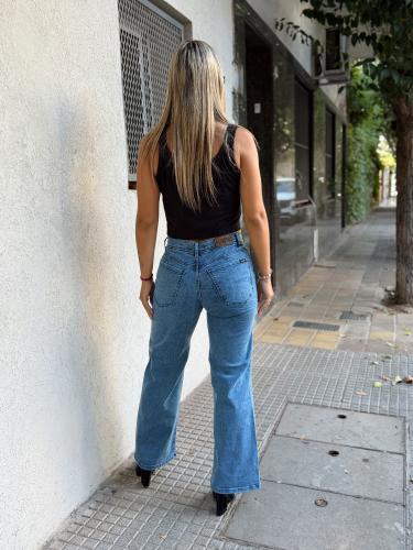 Wide Leg Elastizado Celeste Nev - Miniatura 2