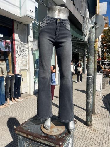Wide Leg Tiro Medio Gris
