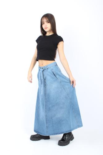 Pollera Larga Celeste - Miniatura 4