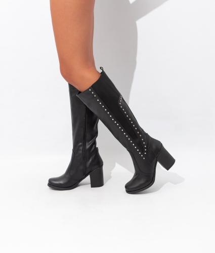 Bota Caña Alta Elastico Tachas Cierre  Chocolate Negro Nardin - Miniatura 3