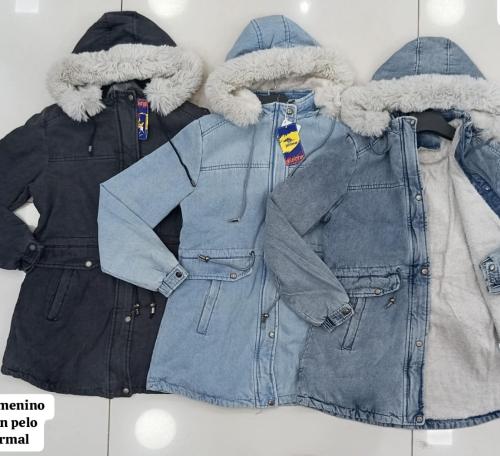 Parka de Jeans con Piel