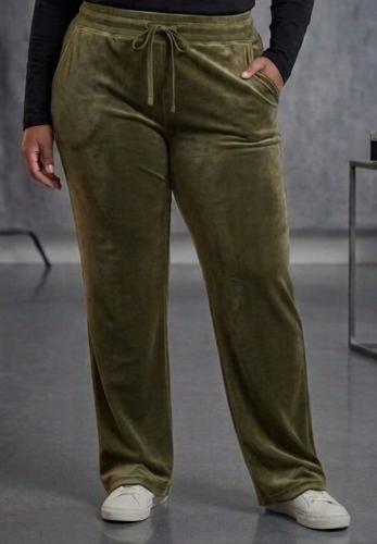 Pantalones Rectos de Plush Bifaz Elastizado con Bolsillo