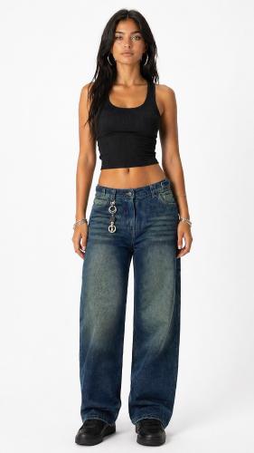 Jean Baggy Regulador Cintura Dama Pantalón Ancho Denim Mujer Mayoristas 2000's Moda