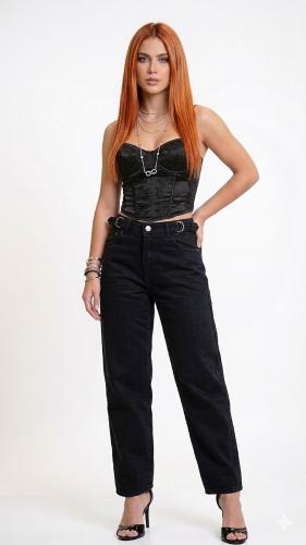 Jean Baggy Regulador Cintura Dama Pantalón Ancho Denim Mujer Mayoristas 2000's Moda - Miniatura 2