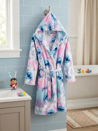 Bata Flannel Infantil Stitch  con Capucha Piñata - Licencia Oficial