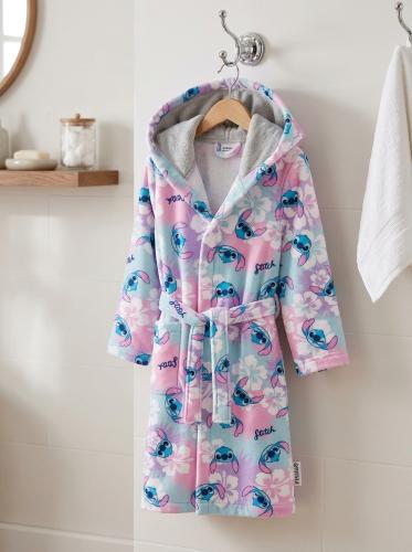 Bata Flannel Infantil Stitch  con Capucha Piñata - Licencia Oficial