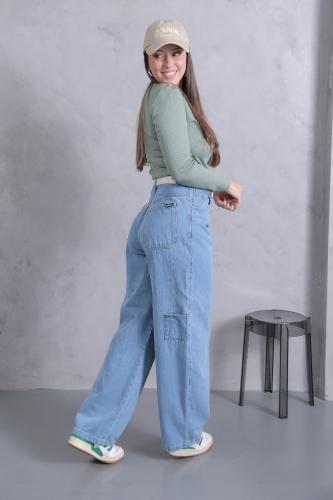 Baggy Carpintero Celeste Ocean! con Bolsillo Delantero