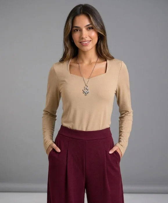 Remera Modal Escote Rombo