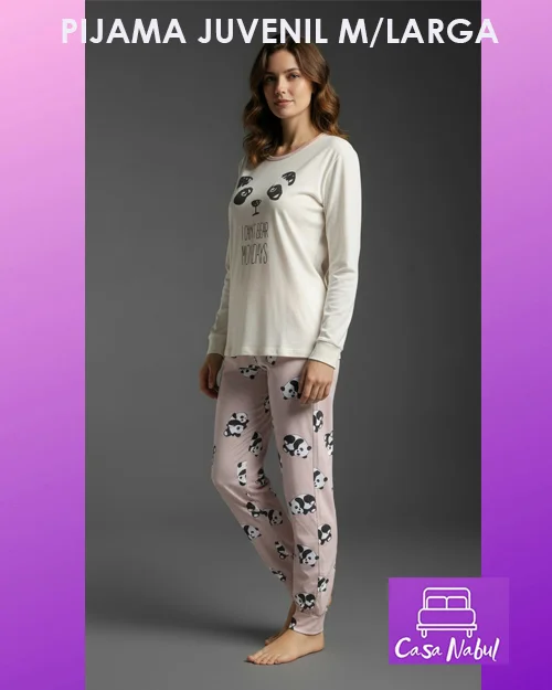 Pijama Dama Manga Larga Liviano Jersey Puro Algodón