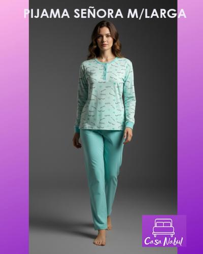 Pijama Dama Manga Larga Liviano Jersey Puro Algodón - Miniatura 2