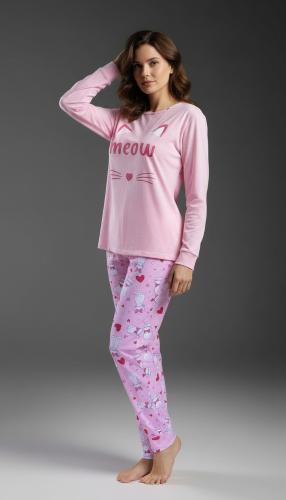 Pijama Dama Manga Larga Liviano Jersey Puro Algodón - Miniatura 3